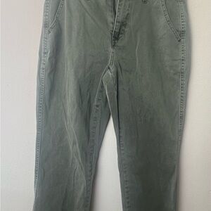 Cropped Olive Green Straight fit Pants
